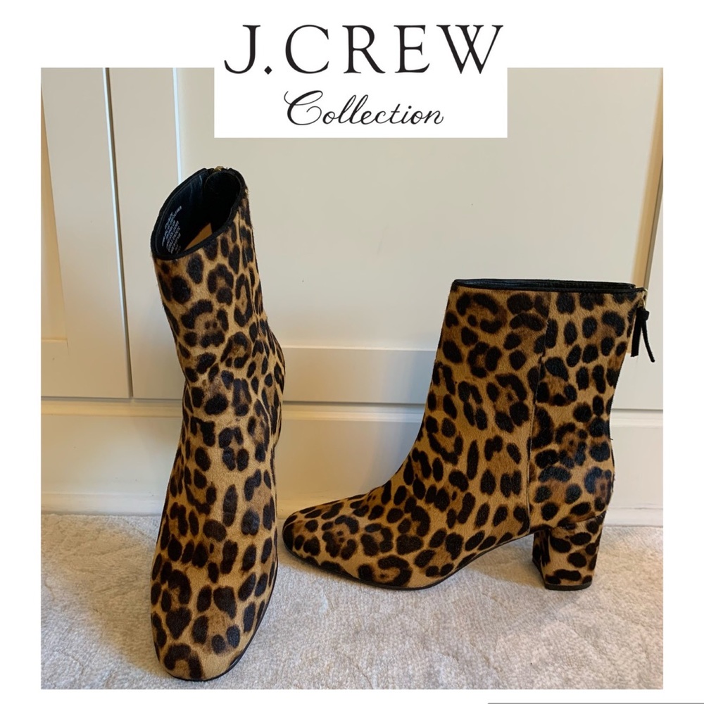 J. CREW Willa Calf Hair Leopard Ankle Boots - NWOT